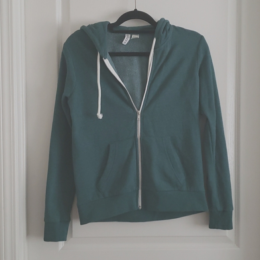 🔥H&M forest green zip up hoodie (size small)